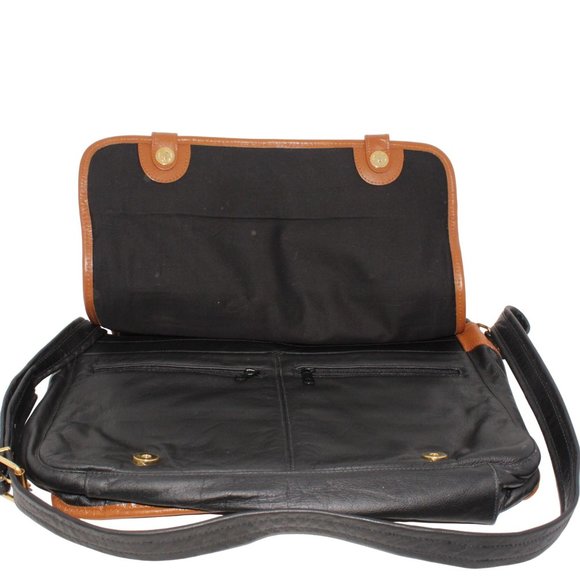 Faux Leather Laptop Business Messenger Bag Black Brown Adjustable Strap Travel - Picture 4 of 9